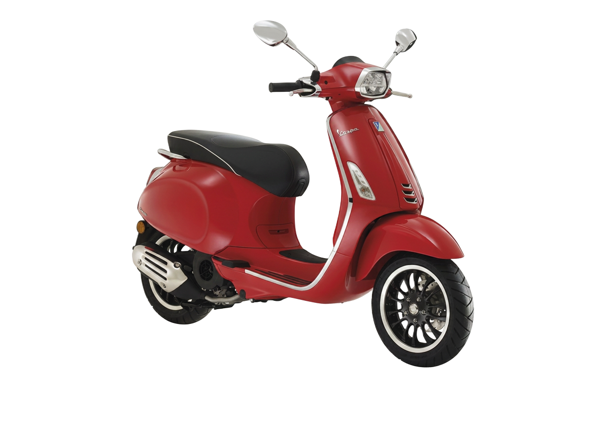 Red Vespa Sprint scooter